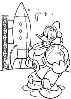 kolorowanki Kaczor Donald astronauta w tle rakieta numer  29